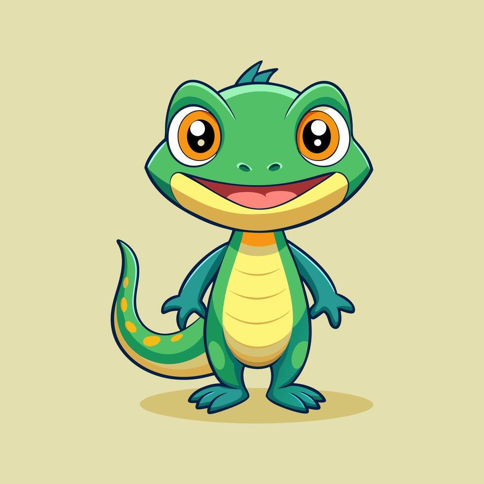 Cute cartoon lizard illustration vector