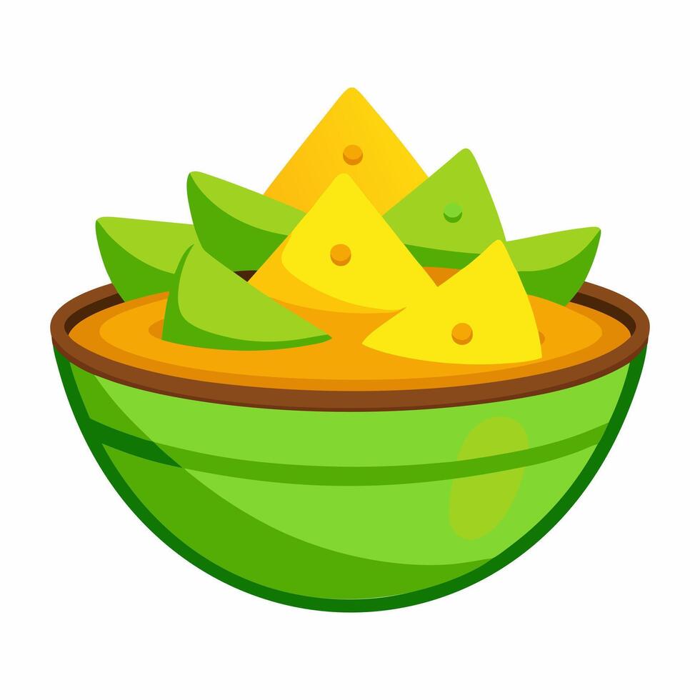 Mexican Nachos in a Green Bowl. A Savory Delight vector