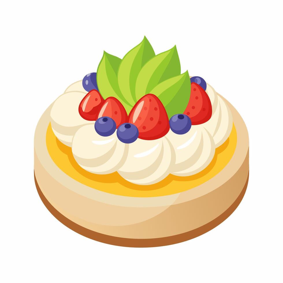 A pastry with berries and cream on top vector