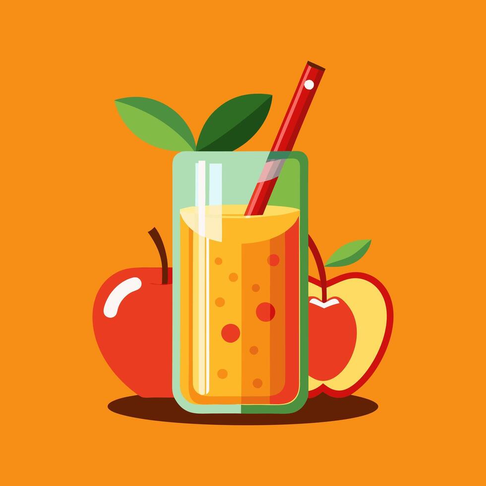 Refreshing Apple Juice. A Delicious and Healthy Drink vector