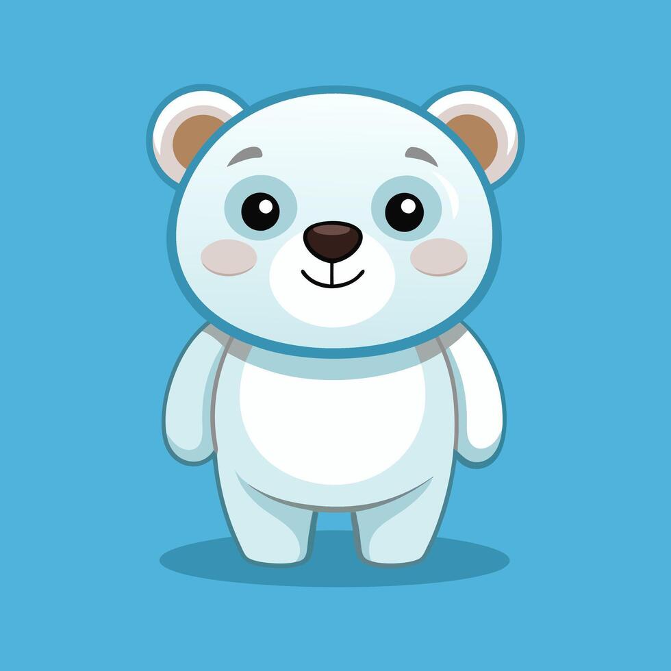 A cartoon polar bear standing on a blue background vector
