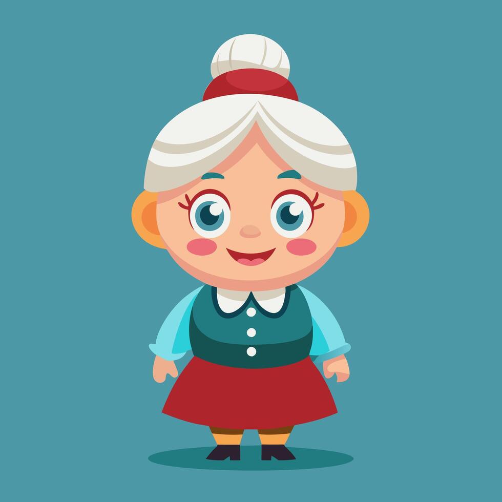 An illustration of an old woman in a red dress vector