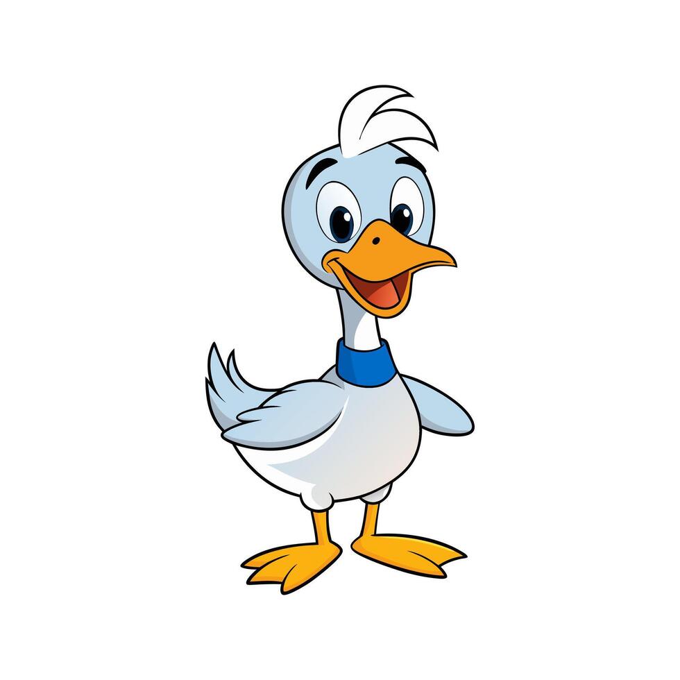 A cartoon duck with a blue collar and white feathers vector