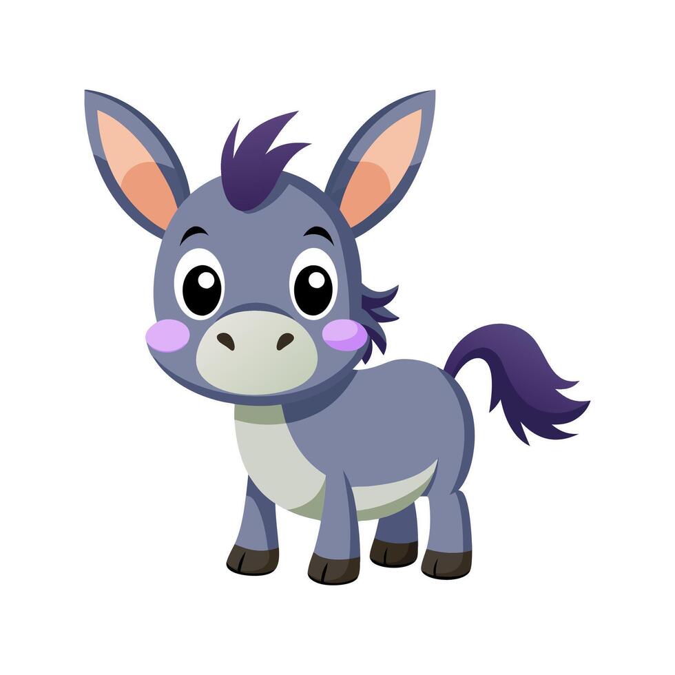A cartoon donkey with purple eyes and a purple mane vector