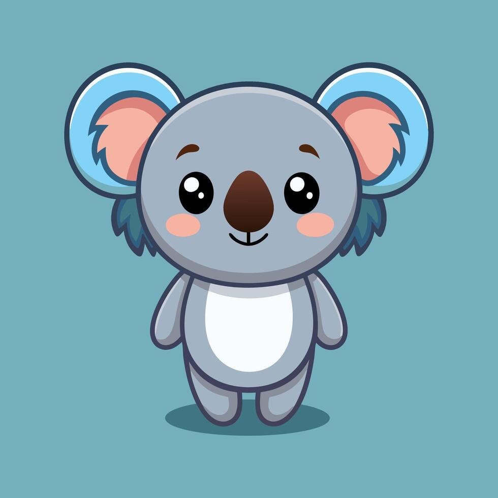 A cartoon koala bear with big eyes and a blue nose vector