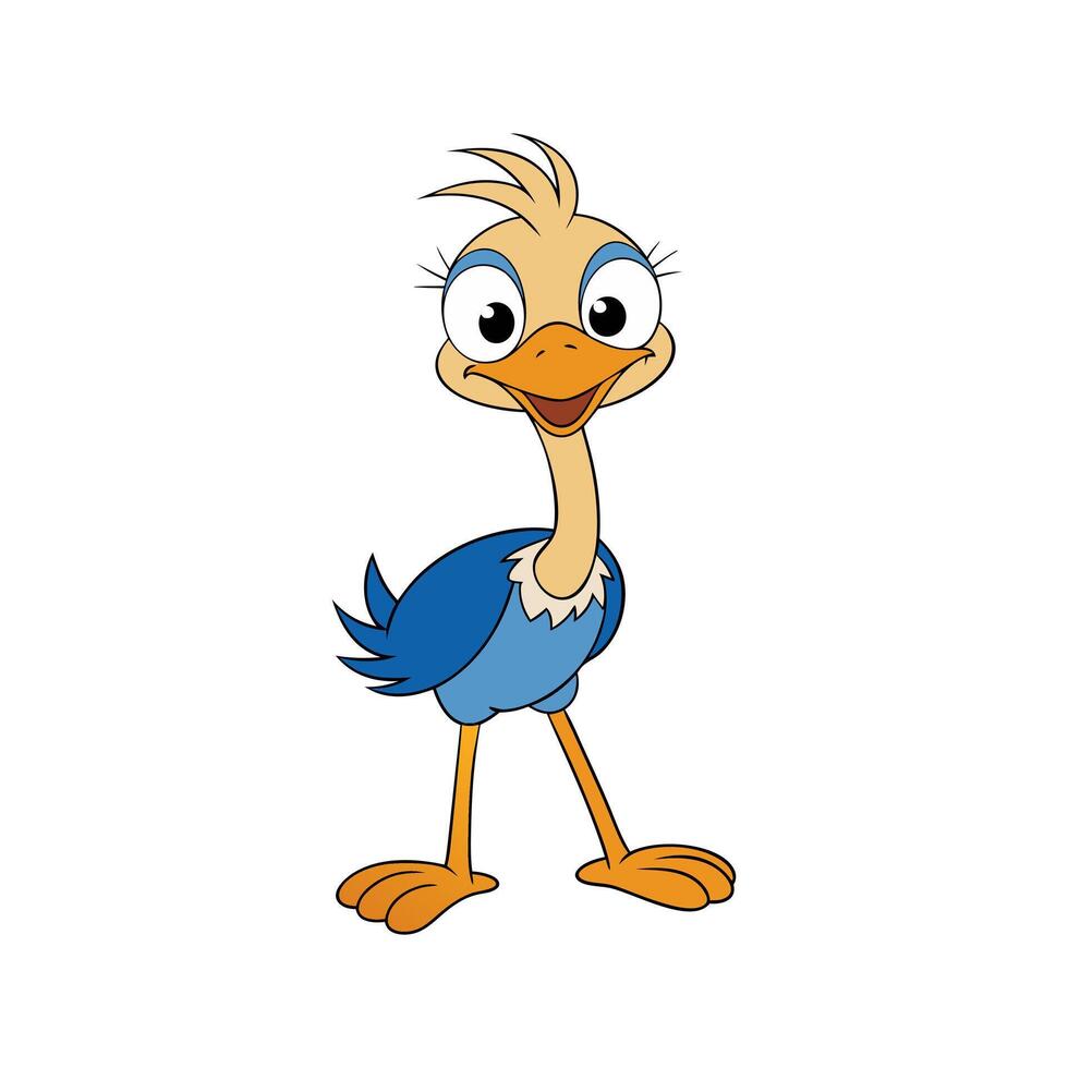 A cartoon bird with blue legs and a big beak vector