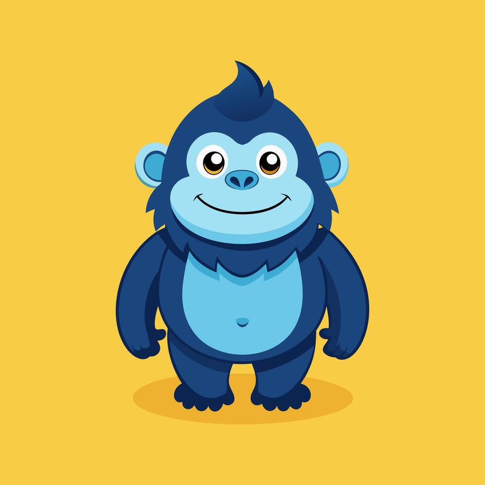 A cartoon blue gorilla on a yellow background vector