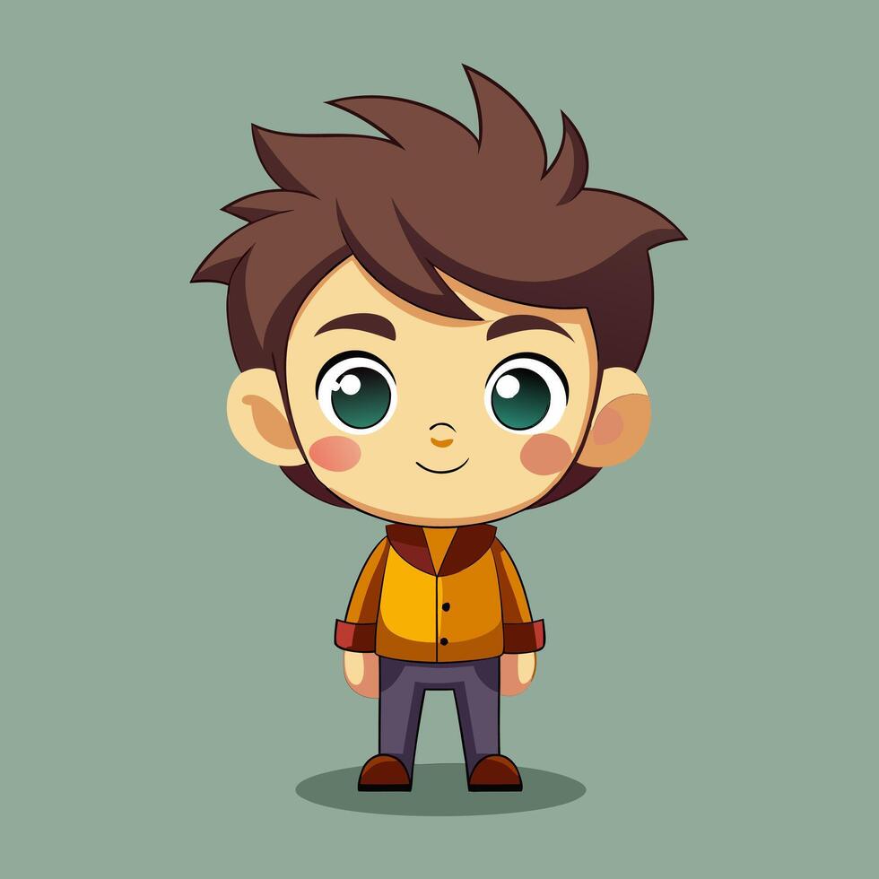 Adorable Cartoon Boy Illustration. Happy Child Character Design vector