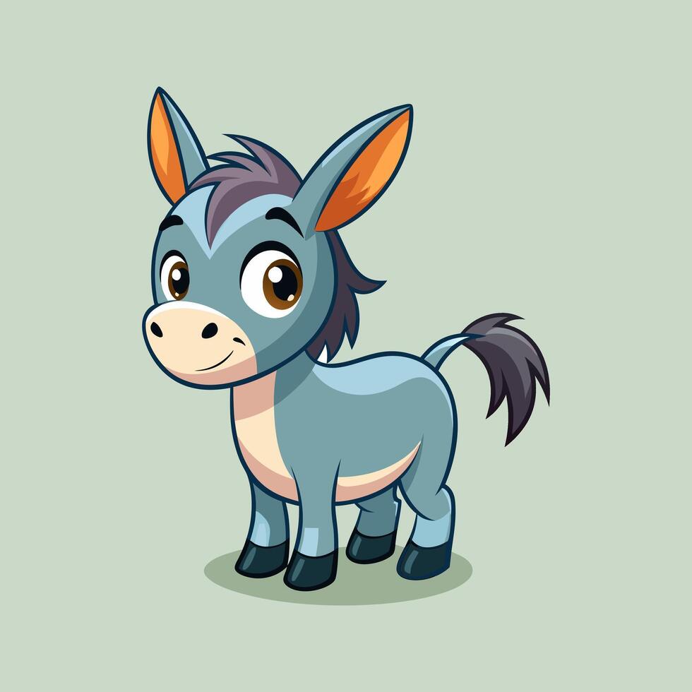 Cartoon donkey with big ears and a big nose vector