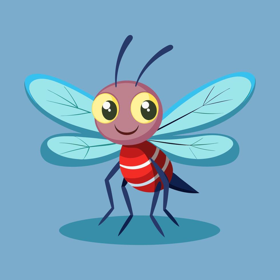Cartoon insect with big eyes and big wings vector