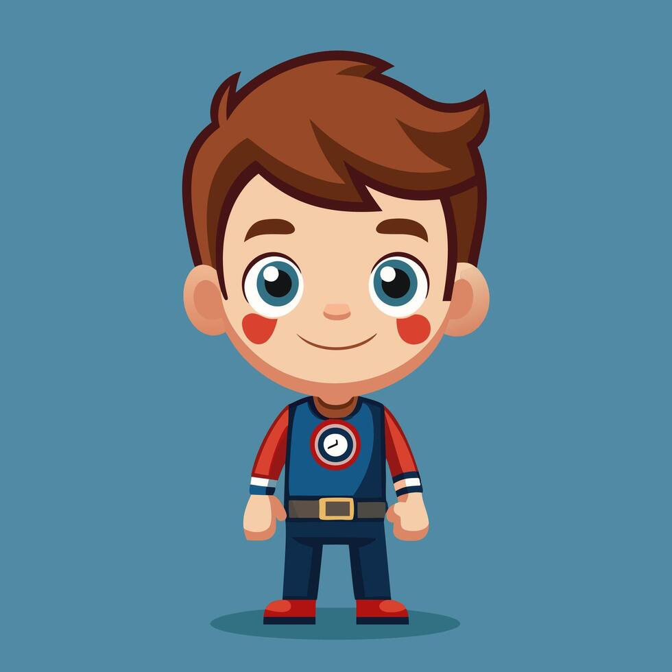 Cartoon boy in superhero costume illustration vector