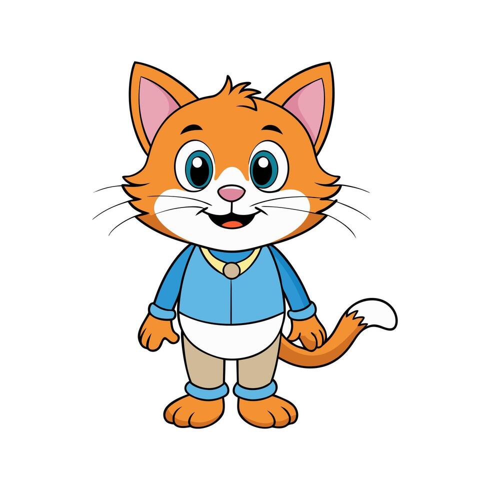 Adorable Orange Cartoon Cat Illustration vector