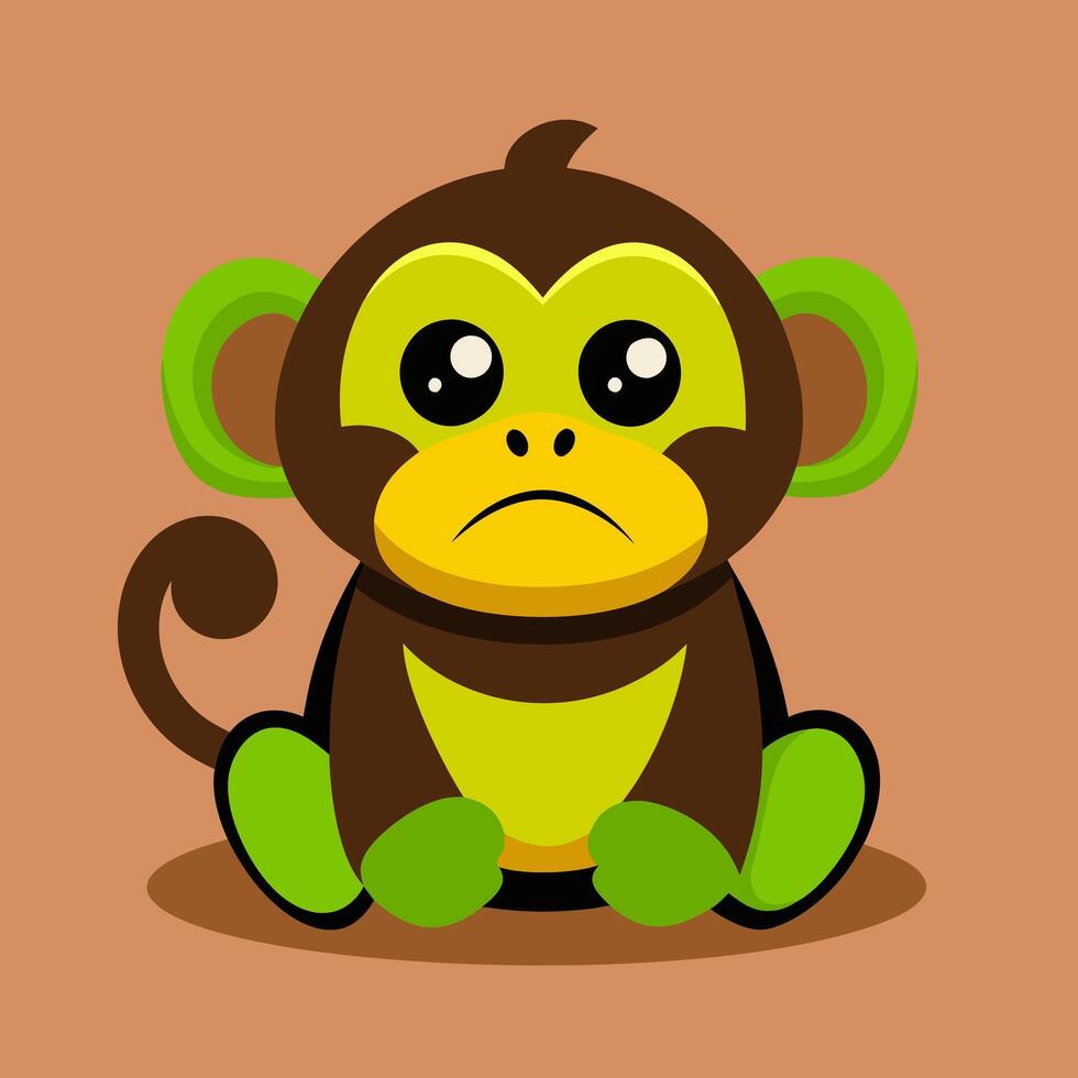 A cartoon monkey sitting on the ground vector
