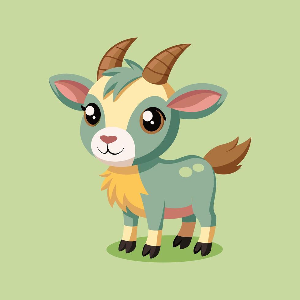 A cartoon goat with horns and a big nose vector