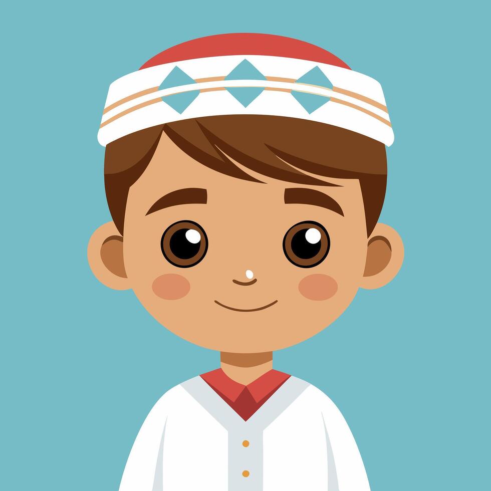 Smiling Boy in Traditional Hat. A Colorful Cartoon Portrait vector