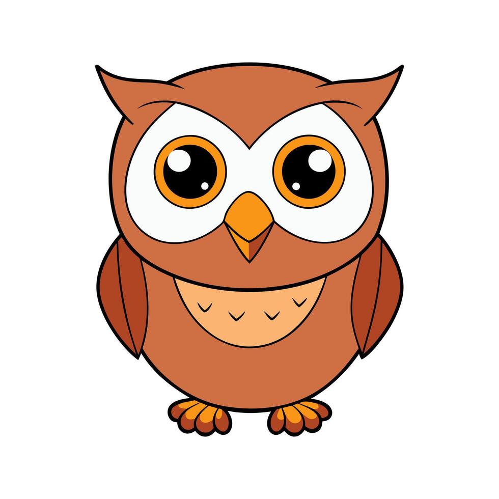 An owl with big eyes and a white background vector