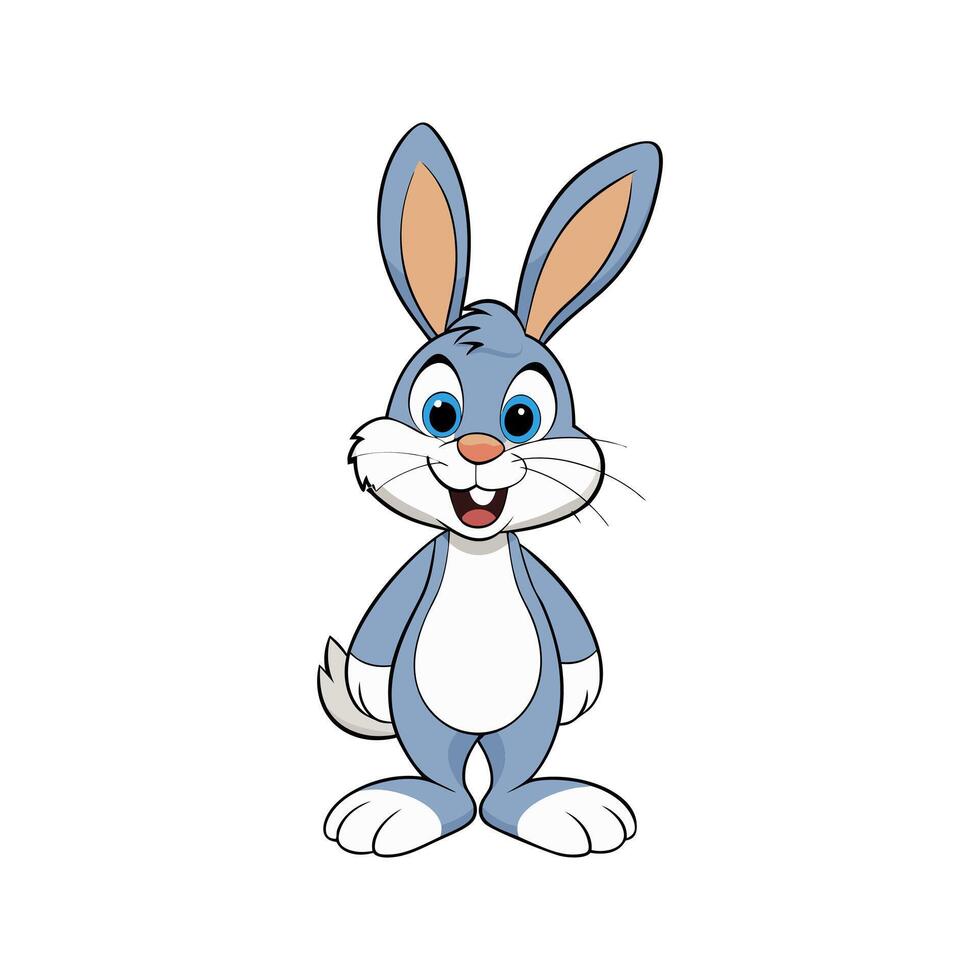 Adorable Cartoon Bunny Illustration - Cute and Happy Rabbit Image vector