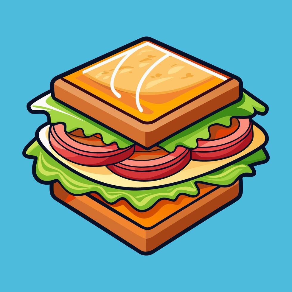 Isometric Delicious Sandwich Illustration vector