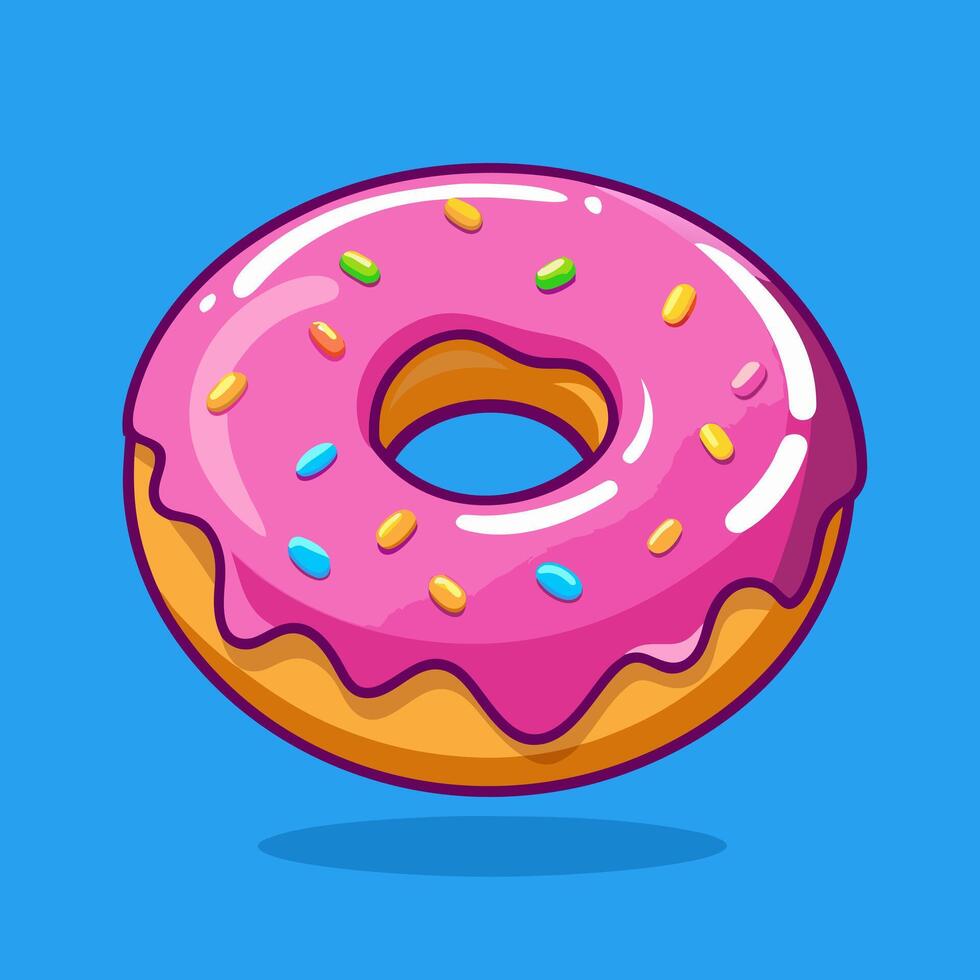 Pink Donut with Sprinkles. A Delicious Bakery Treat vector
