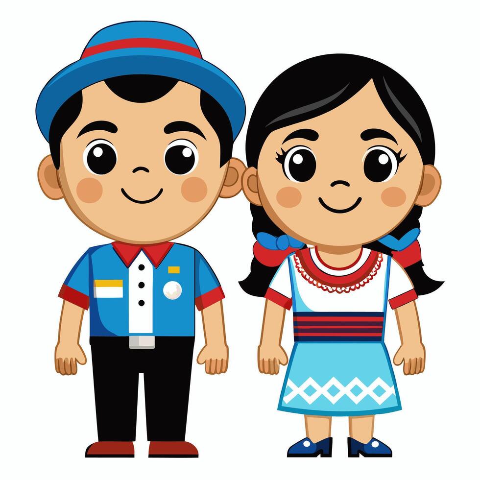 Adorable Ecuadorian Children in Traditional Garb vector