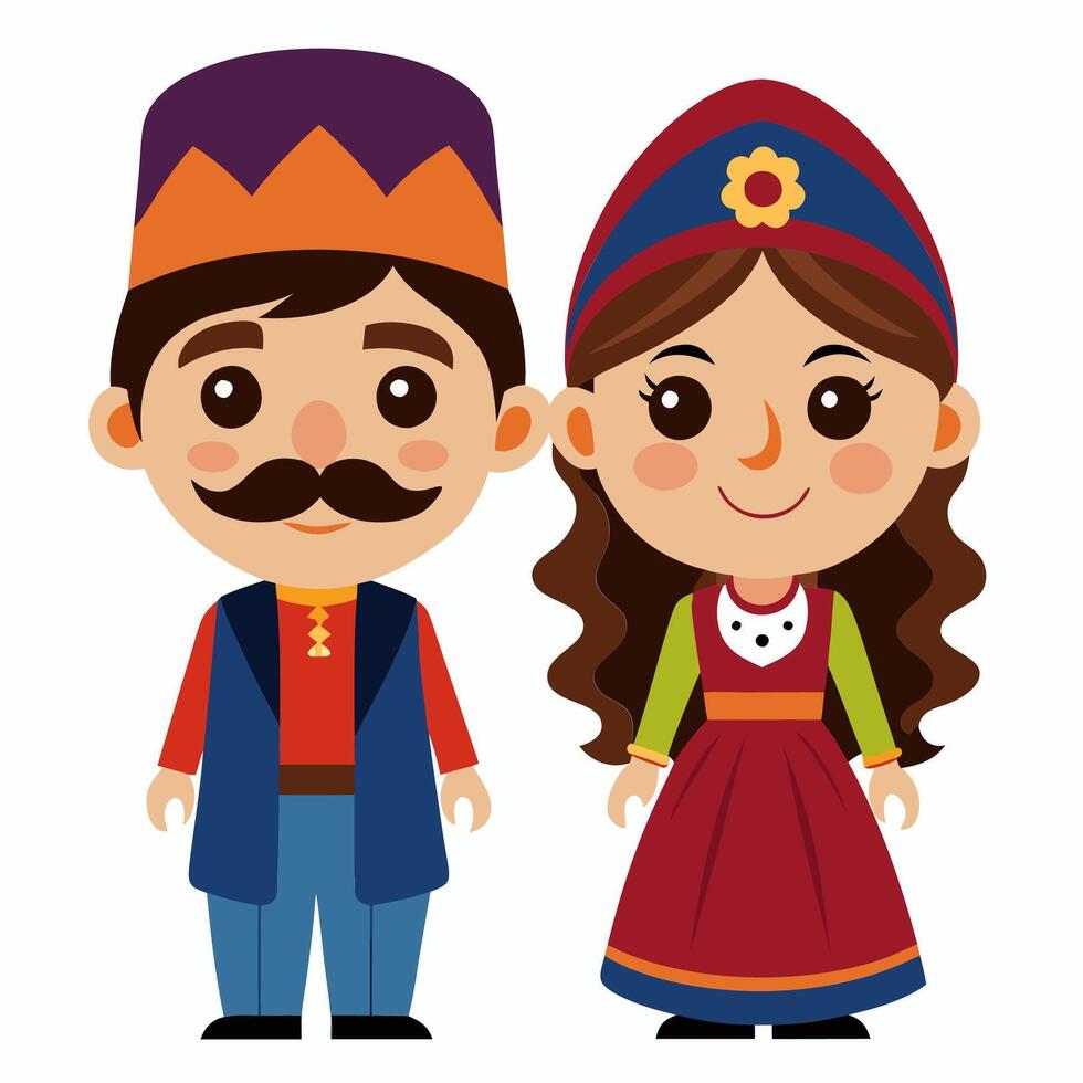Charming Persian Couple in Traditional Garb vector