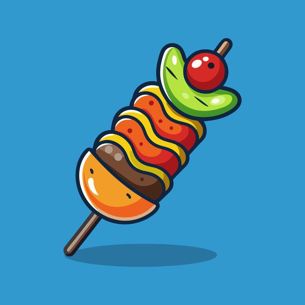 Vibrant Fruit Skewer. A Burst of Summer Flavors vector