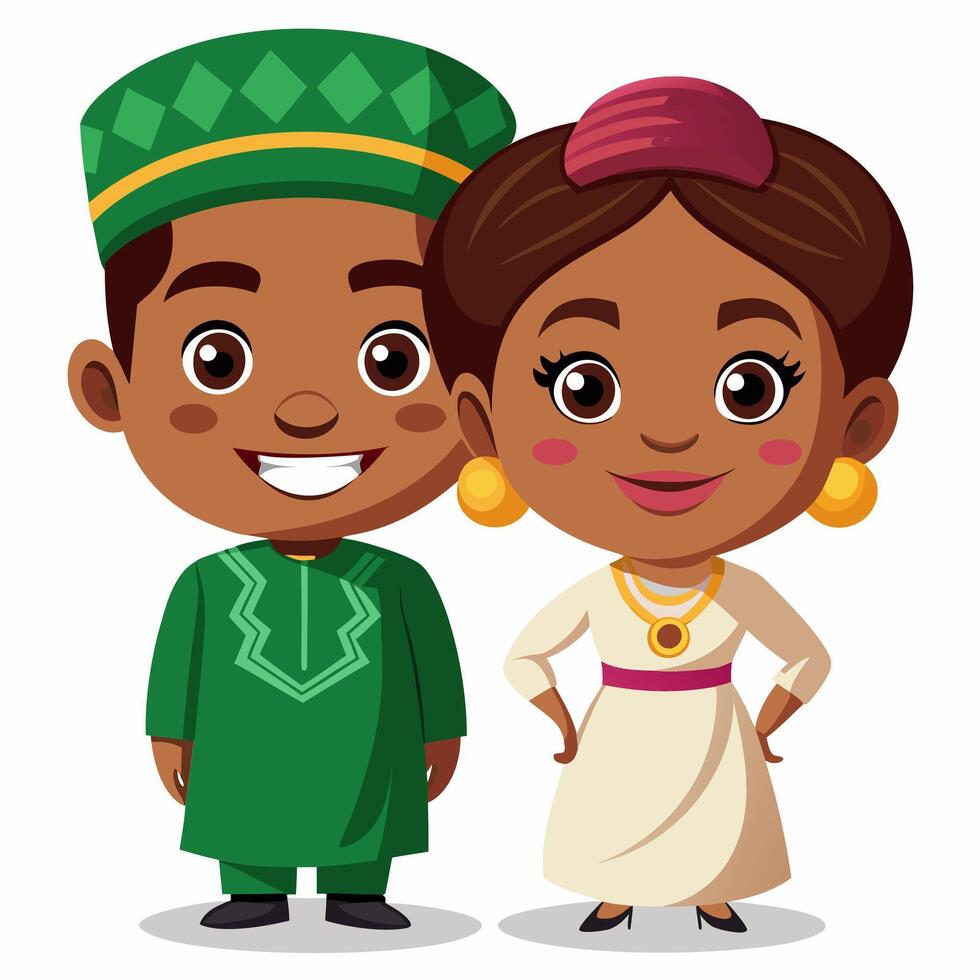 African couple in traditional clothes illustration vector