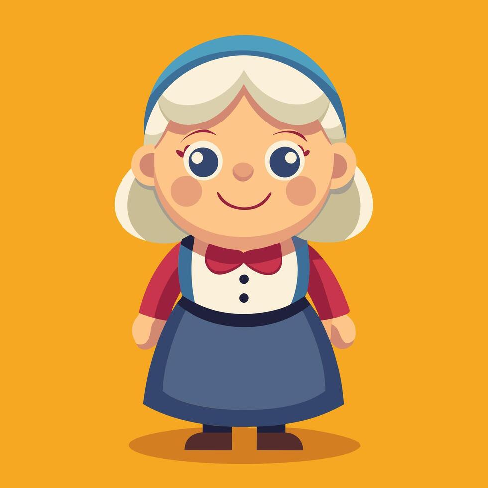 An illustration of a cartoon old woman vector