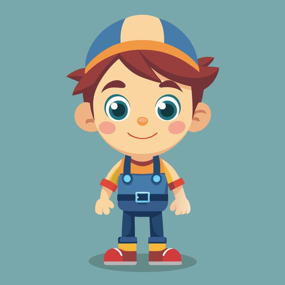 Adorable Cartoon Boy Illustration. Happy and Playful Kid vector