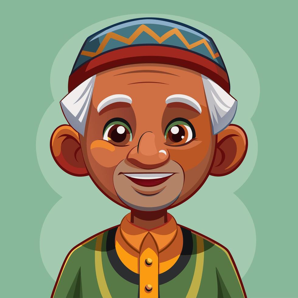 Portrait of a Happy Elderly Man. A Vibrant Cartoon Illustration vector