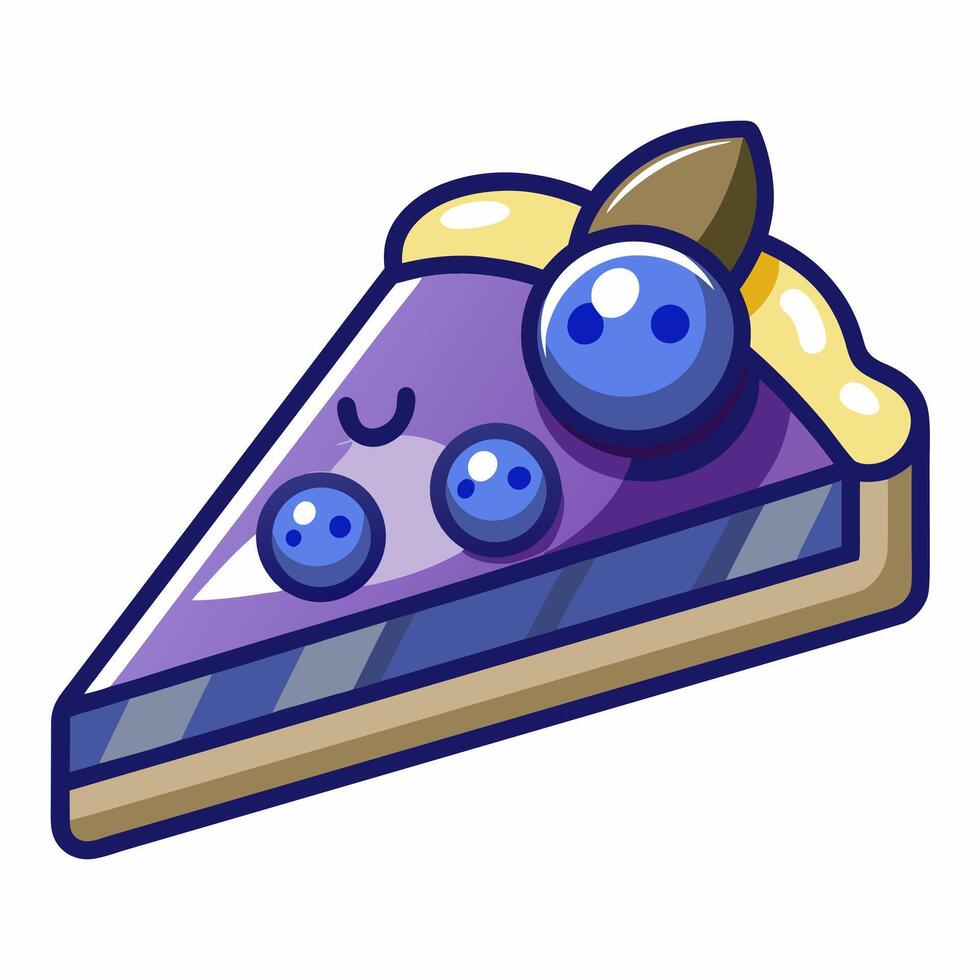 Adorable Cartoon Blueberry Pie. A Sweet and Whimsical Dessert Illustration vector