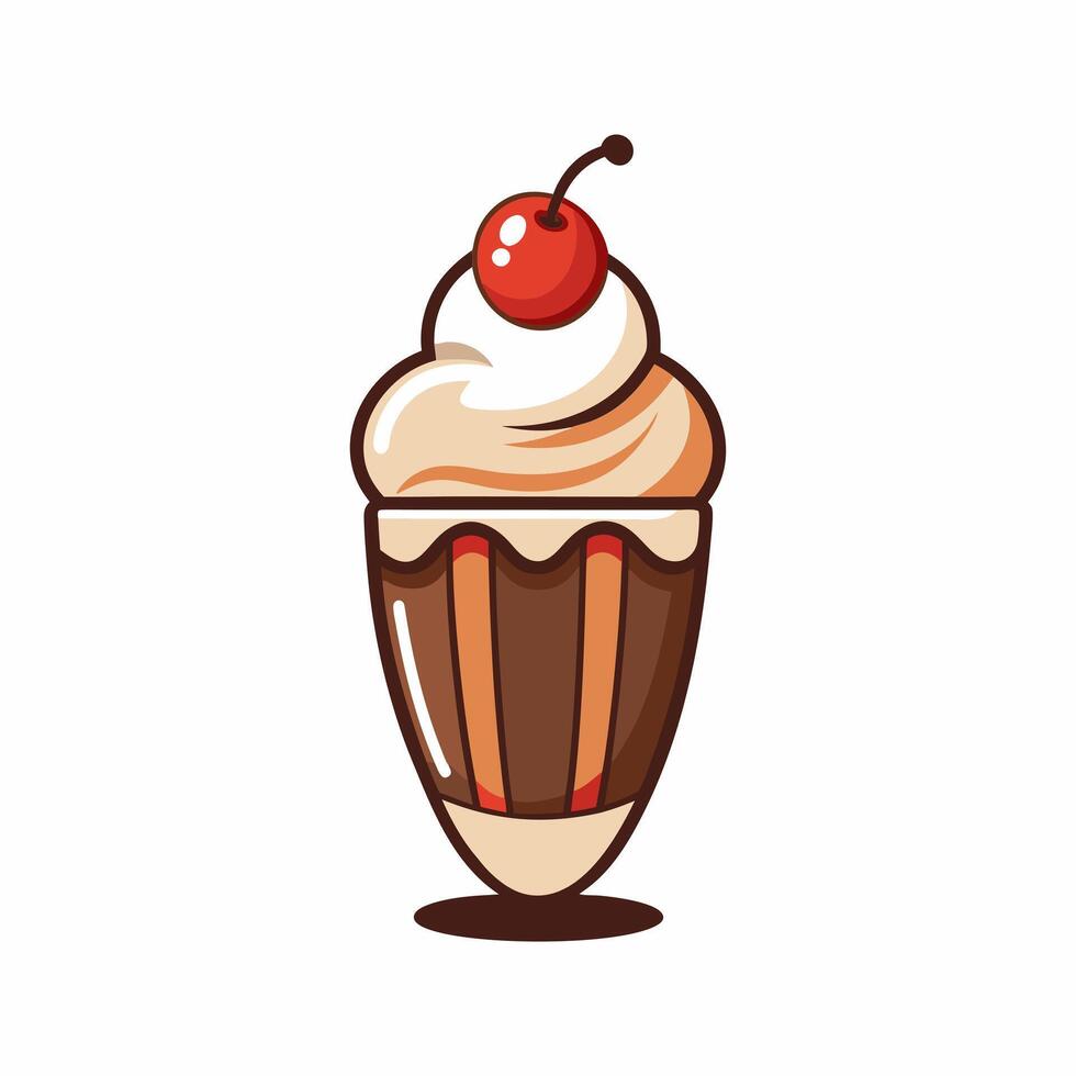 Creamy Ice Cream Sundae with Cherry vector