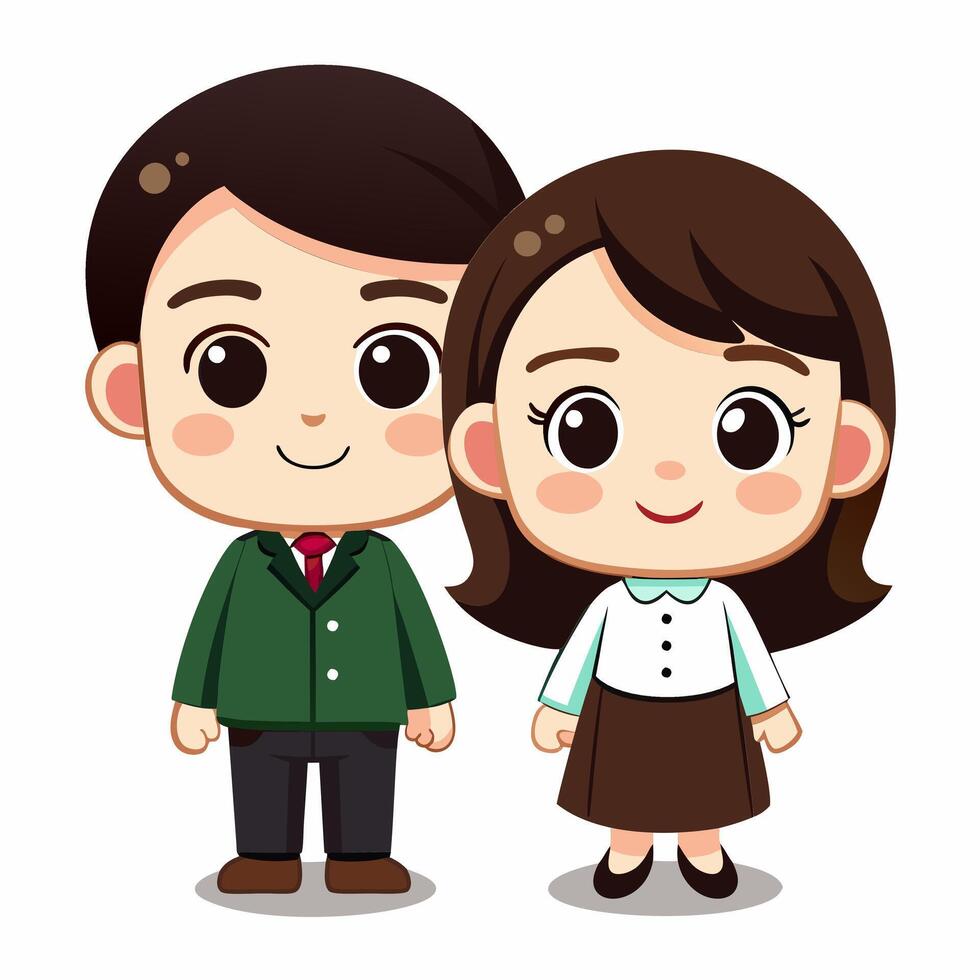 Adorable Cartoon Couple. A Sweet Illustration of a Boy and Girl vector