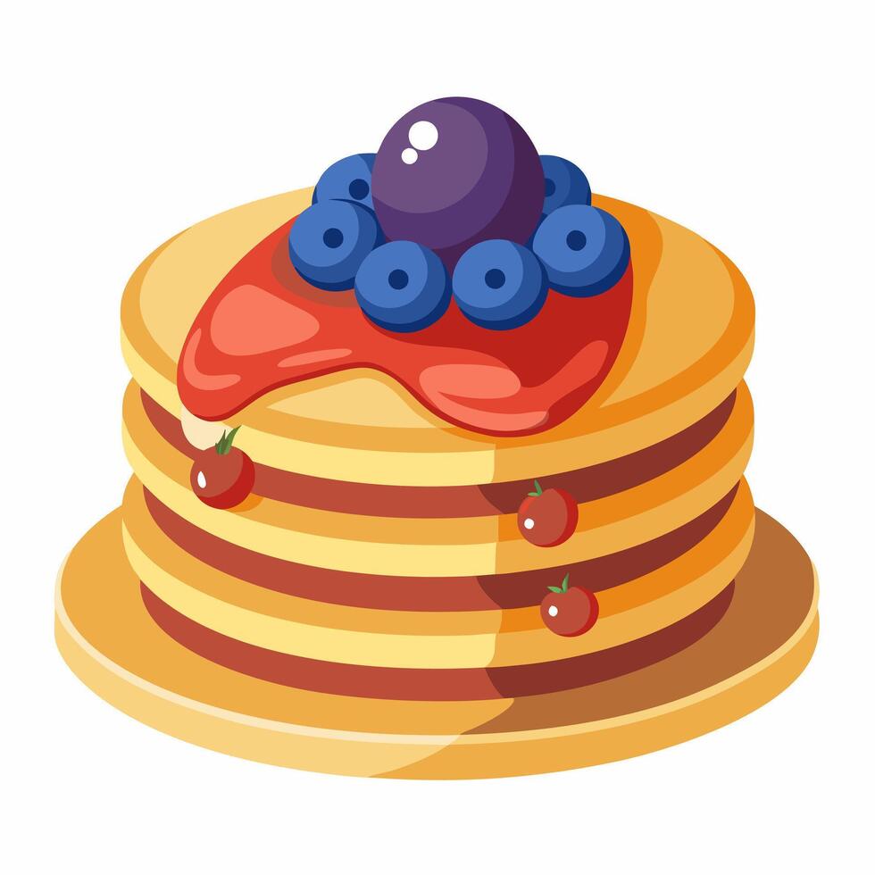 A Stack of Pancakes with Blueberries and Syrup vector