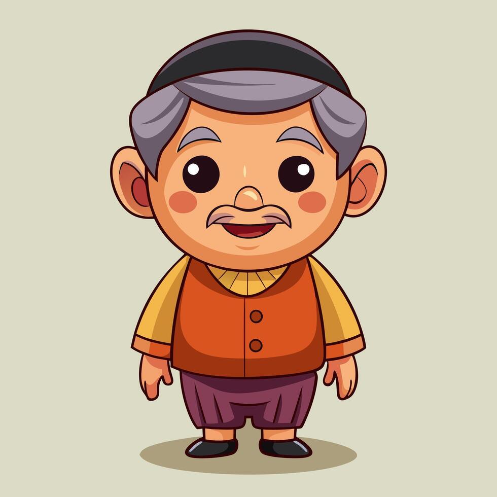 Cartoon illustration of a happy elderly man. Friendly character design. perfect for children's books or animation. vector