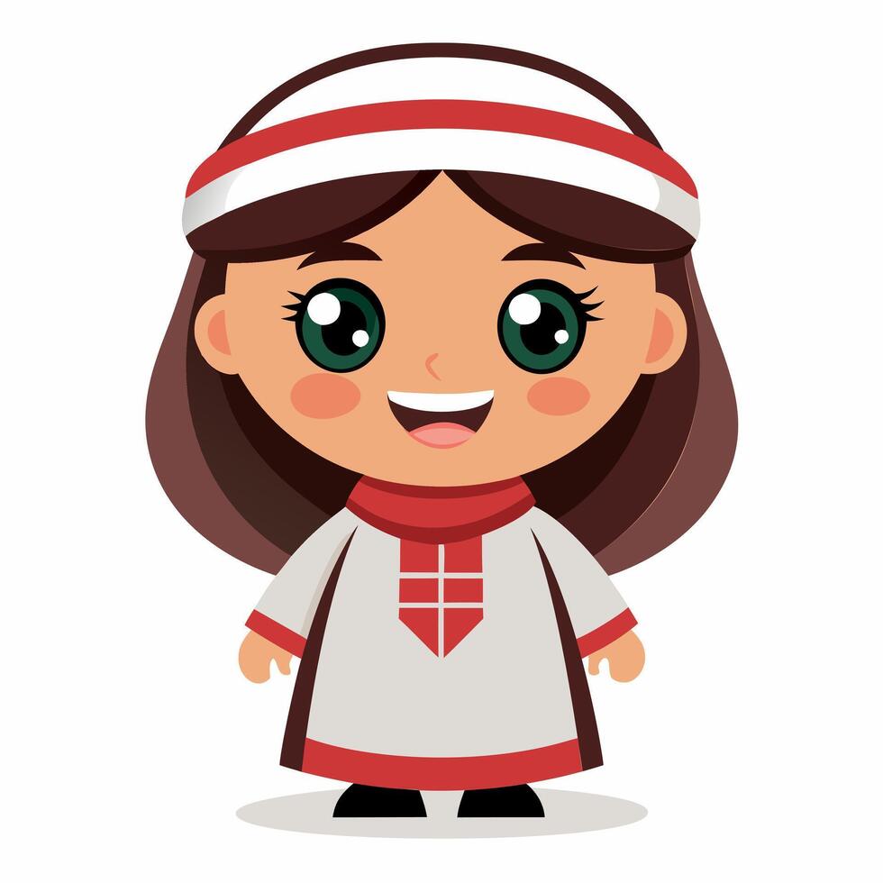 A cartoon girl in traditional clothes vector