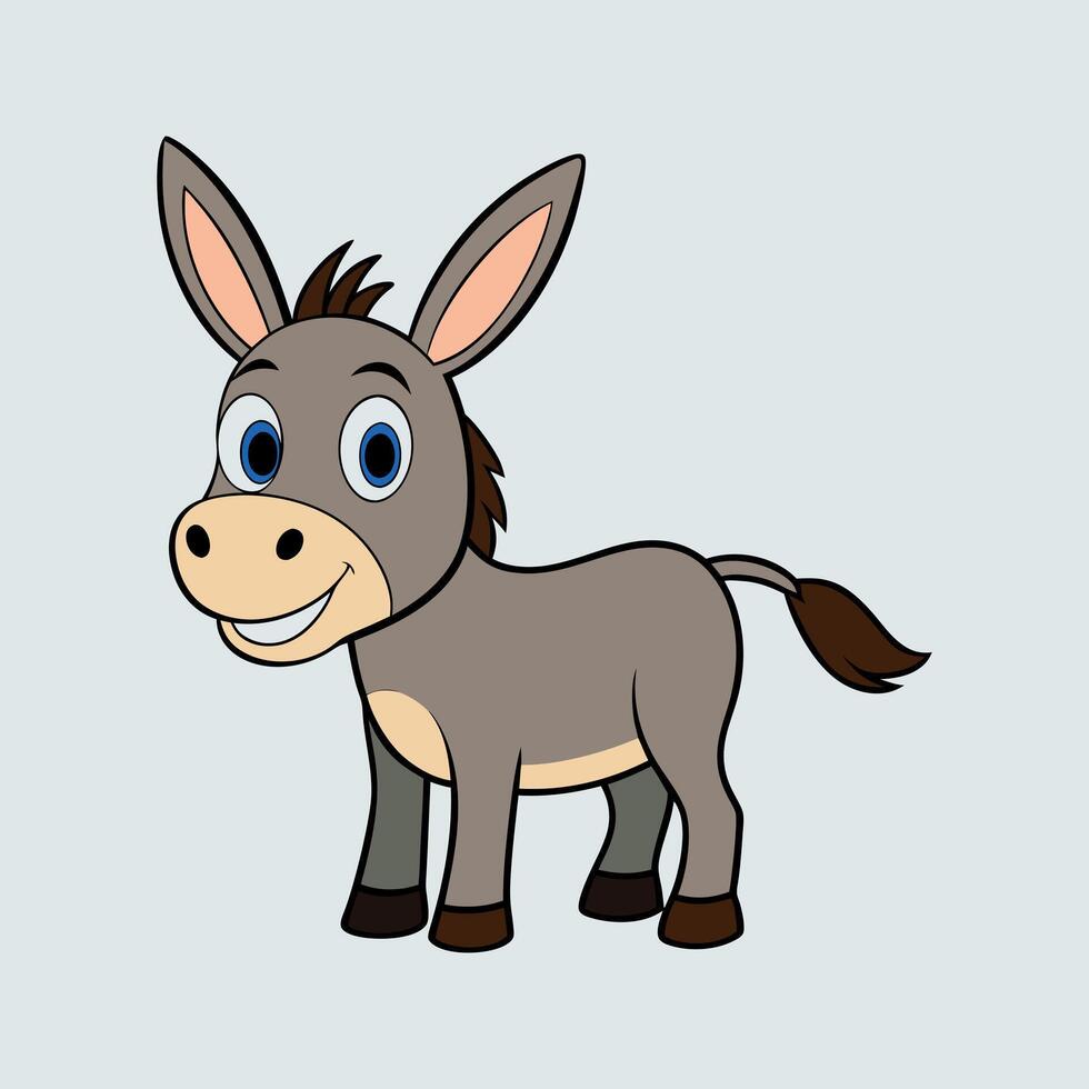 Cartoon donkey with blue eyes and a big nose vector