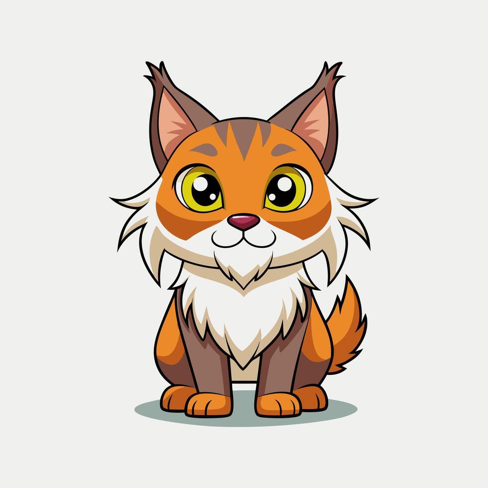 Adorable Bobcat Cartoon Illustration vector
