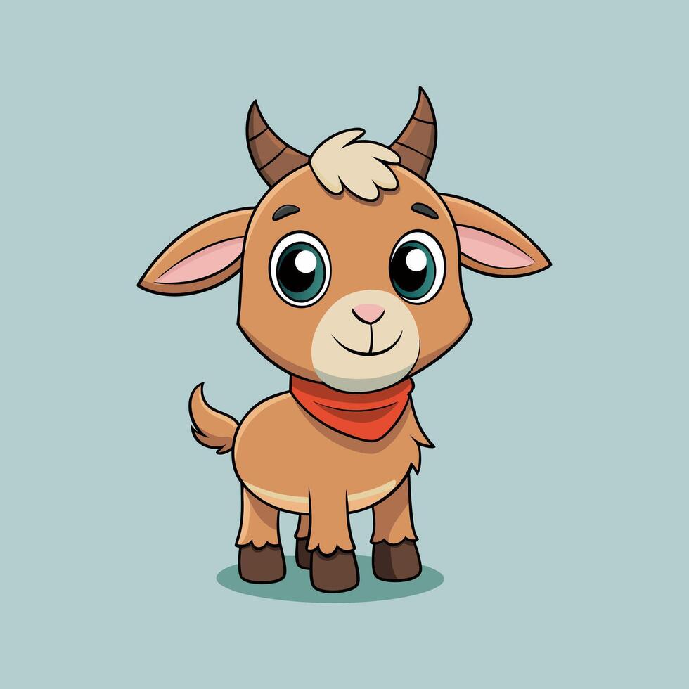 Cartoon goat with a bandana on its head vector
