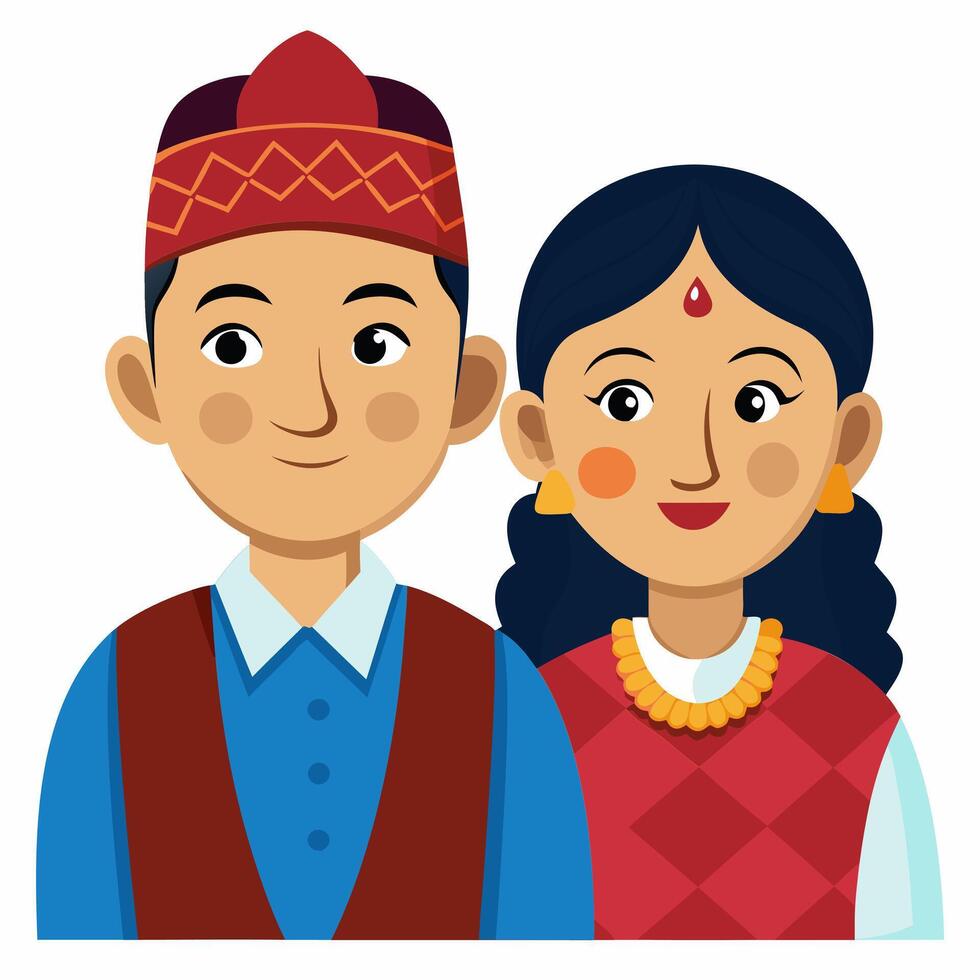 A Charming Couple in Traditional Attire vector