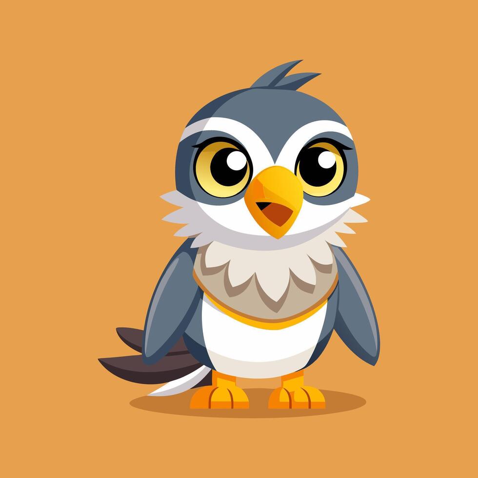A cartoon bird with big eyes and a yellow beak vector