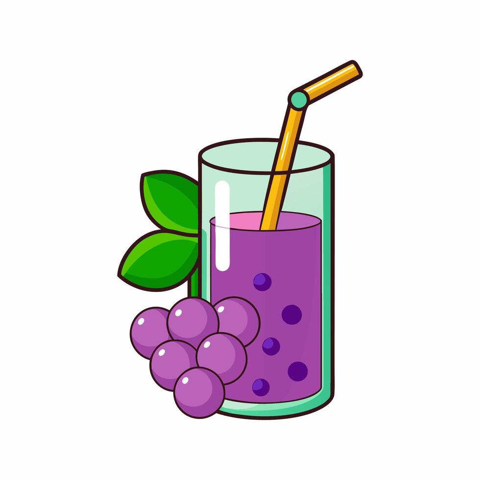 A purple smoothie with berries and a straw vector