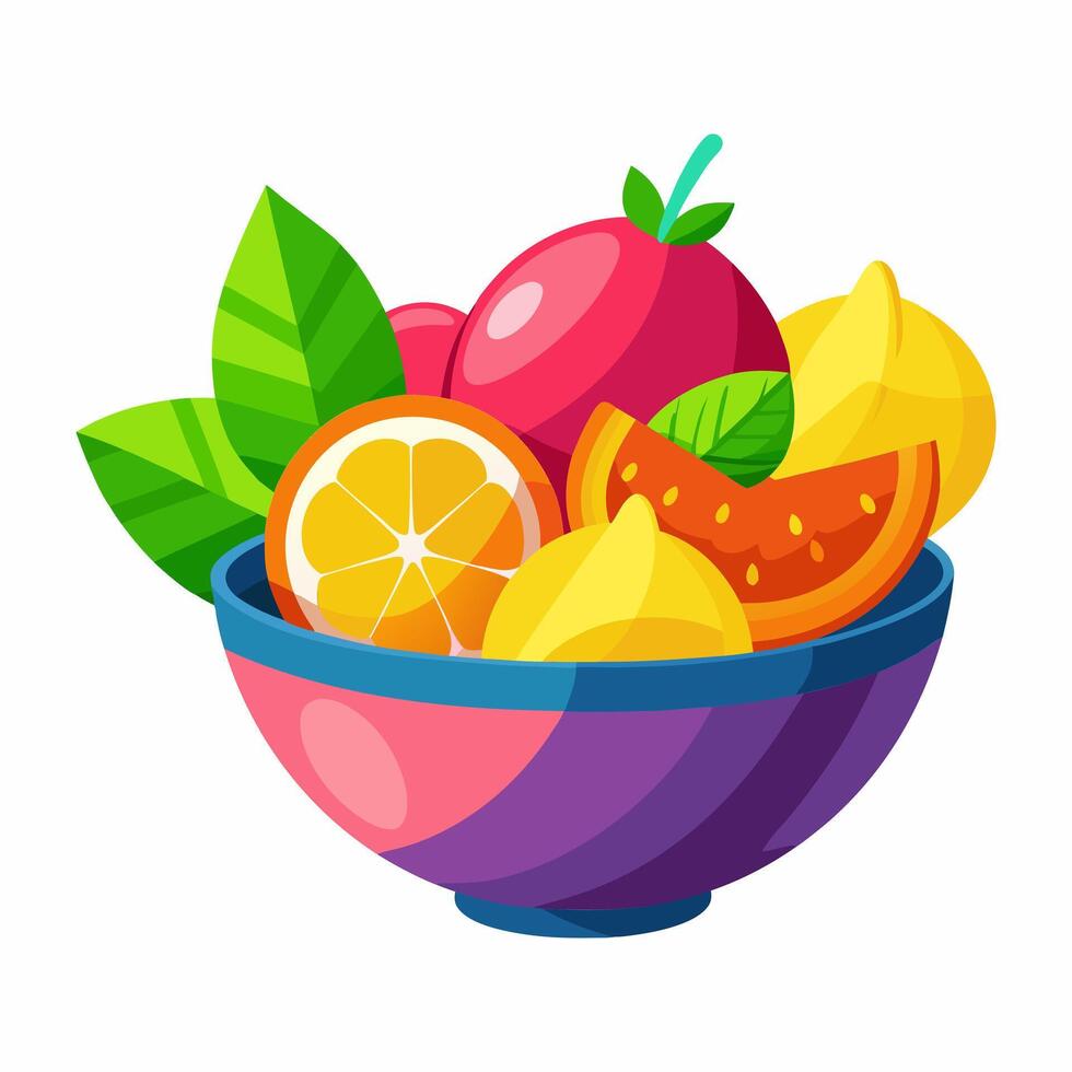 Fruit bowl with oranges, lemons, limes, and oranges vector