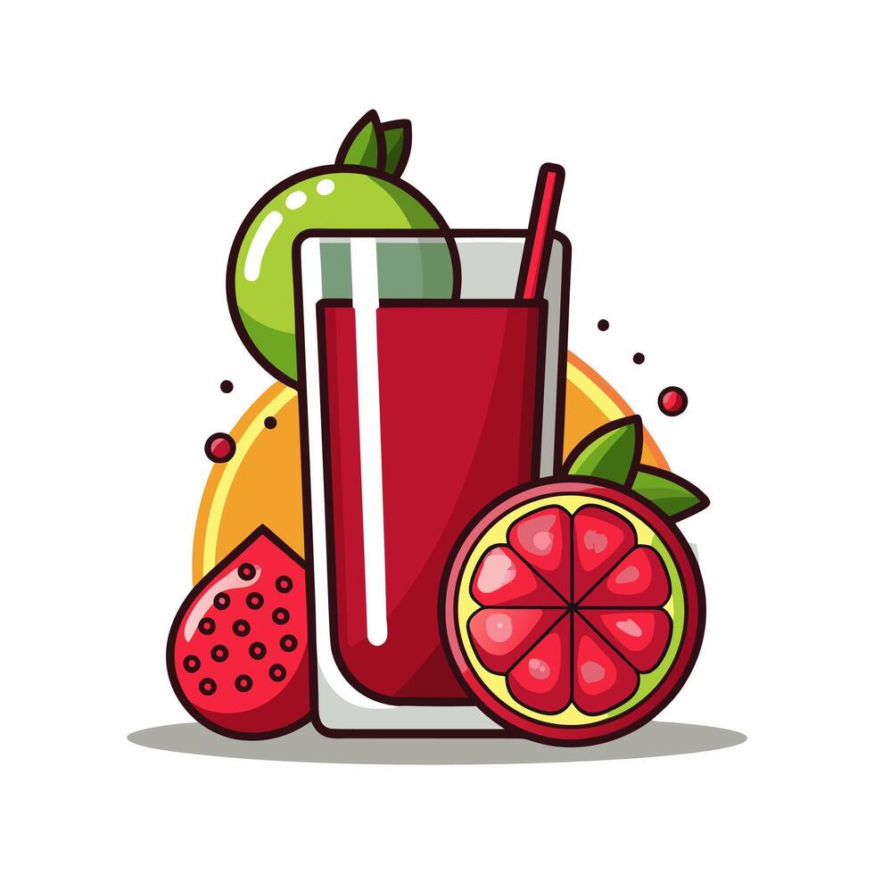 Refreshing Red Fruit Juice with Strawberry. Lime and Grapefruit vector
