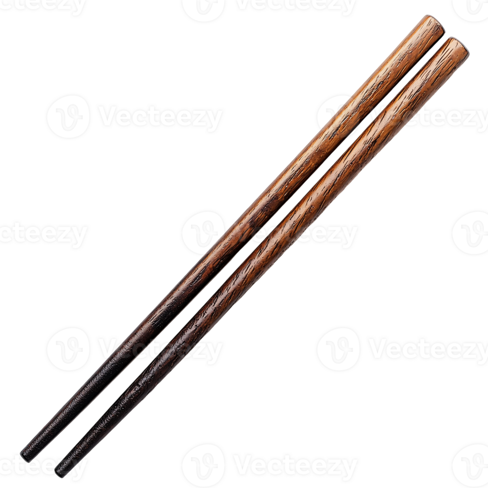 Dark Wood Chopsticks Asian Cuisine on transparent background png
