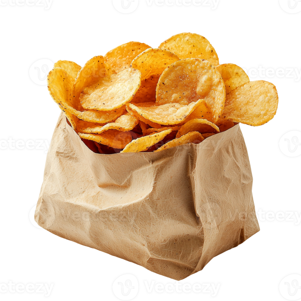 Crispy Potato Chips in Bag on transparent background png