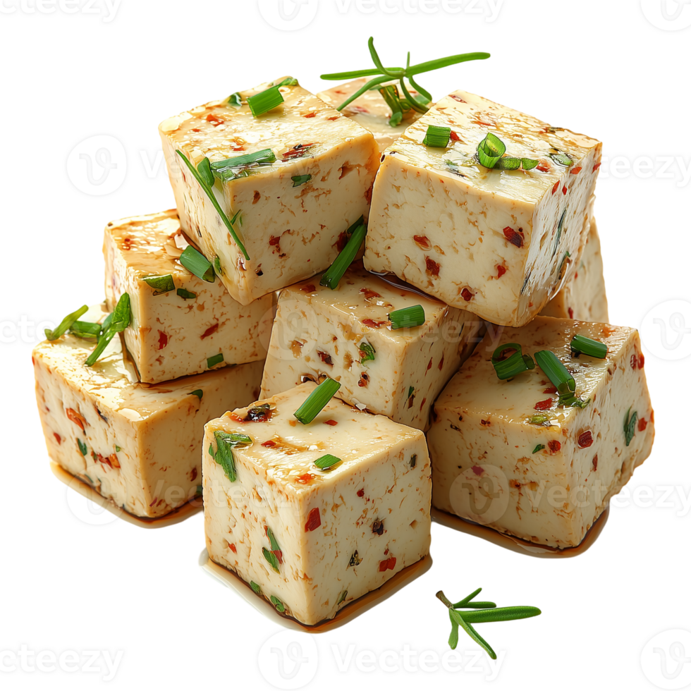 Spicy Tofu Cubes Recipe on transparent background png