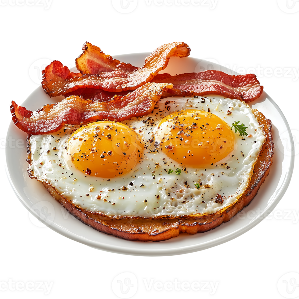 Crispy Bacon Eggs Yummy Breakfast on transparent background png