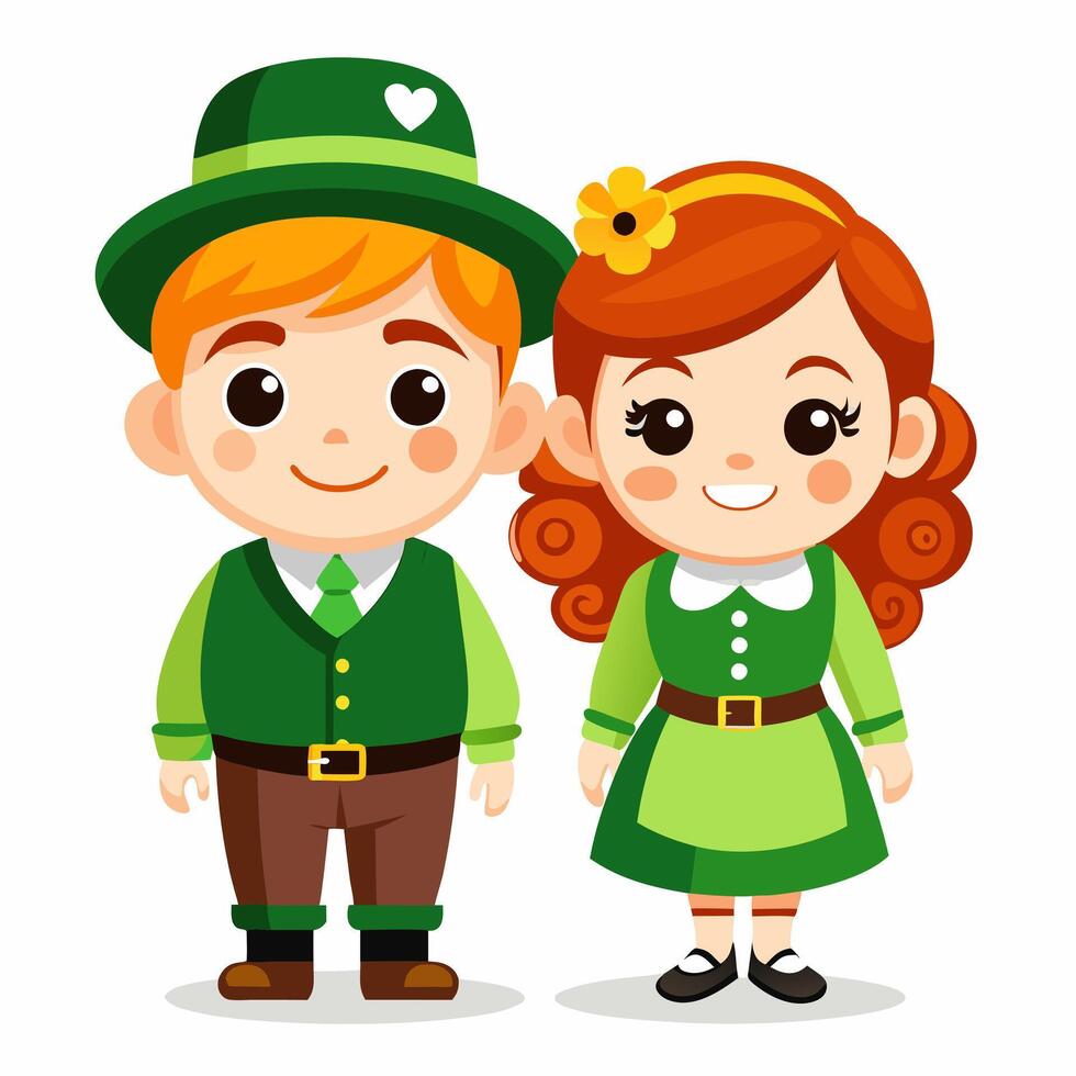Adorable Irish Children in Traditional Costumes vector