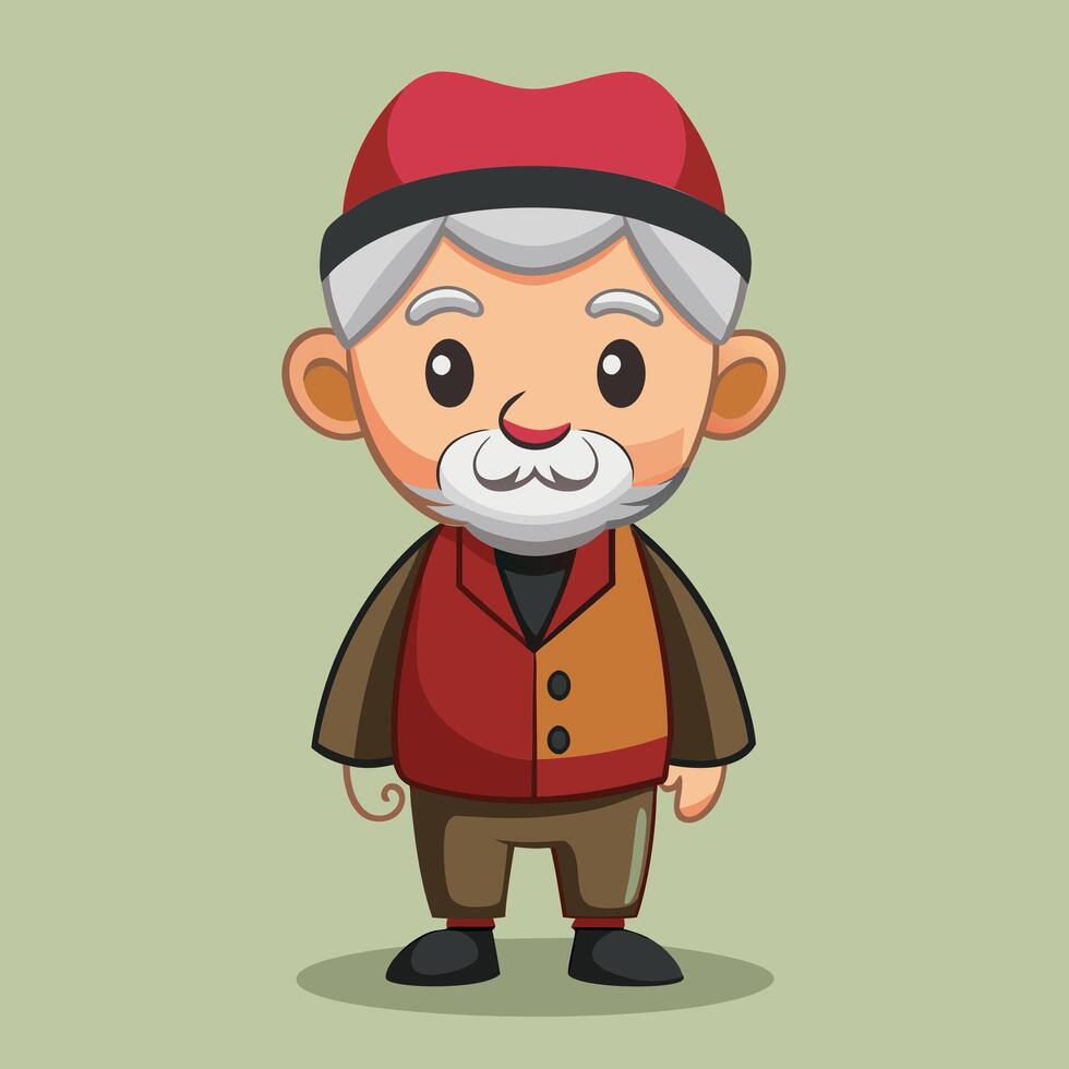 Cartoon Elderly Man Character Illustration vector